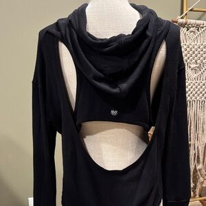 Black Open-Back Hoodie with Logo